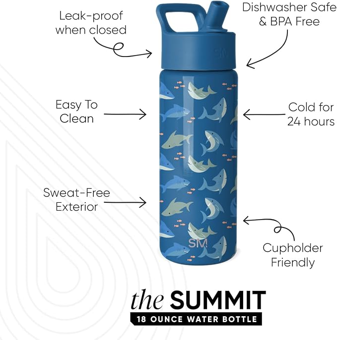 Simple Modern Kids Water Bottle & Toddler Cup | 18oz | Shark | Insulated - Image 2