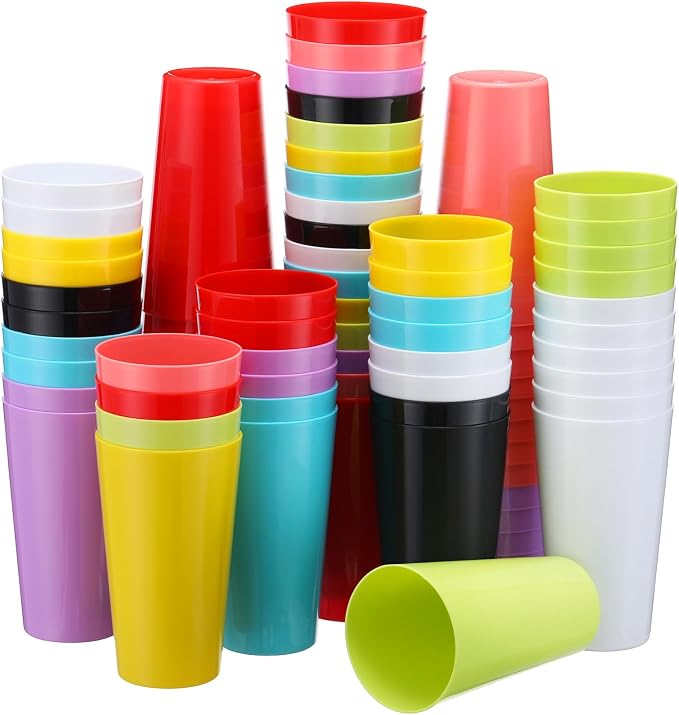 Patelai 100 Pcs Reusable Plastic Cups Drinking Cups Colorful Unbreakable Juice by Patelai