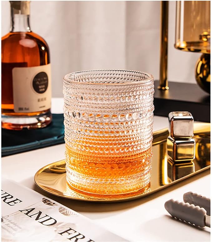 Amzcku Vintage Drinking Glass Set of 6 Kitchen Glasses Cup（13 OZ），for - Image 5