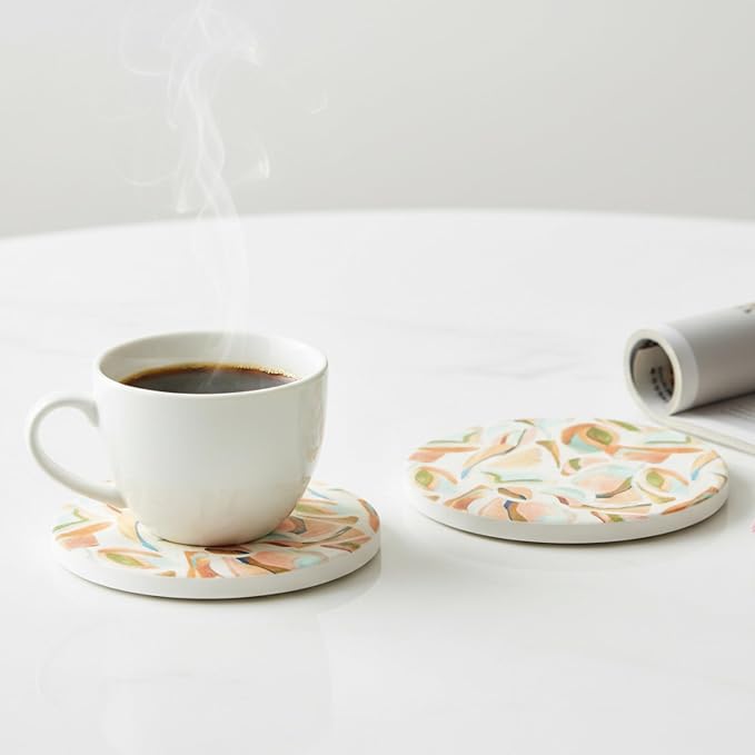 Ceramic Marble Coasters Set of 6, Absorbent Drink Coasters - Image 10