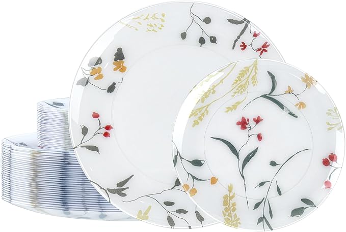 U-QE 50Pcs Wildflower Plastic Plates by U-QE