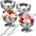 Totority Stainless Steel Ice Cream Bowls 4 Set – Footed Dessert Cups for Sundae, Yogurt, Pudding, Fruit Salad, Snacks Stackable Serving Dishes for Home Parties Restaurants with Modern Polished Look