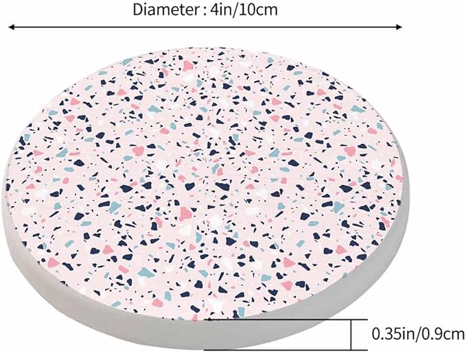 Terrazzo Pattern Design Coasters for Drinks Office Coffee Table Modern Dots Colourful Spotted Art Living Room Decor Set of 2 for Cold Drinks Wine Mugs and Cups 4 Inch