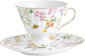 fanquare 5 oz Yellow Spring Floral Porcelain Tea Cup and Saucer | Wildflowers by fanquare