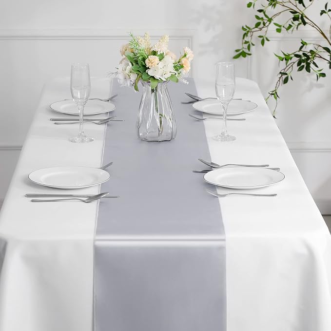 Manyshofu Silver Satin Table Runner 12x108 - Image 7