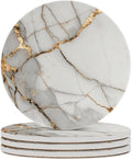 Minimalist White Marble Coasters Set of 4 Absorbent Coasters by Unknown