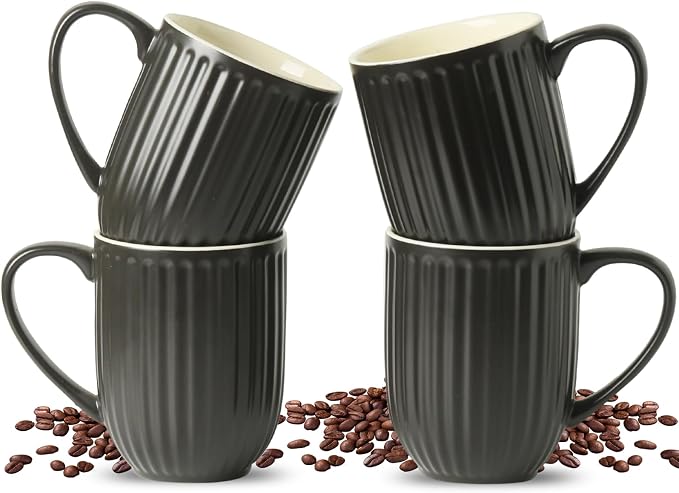 HASENSE 16oz Ceramic Coffee Mugs Set of 4, Modern Lightweight, Tea & Cocoa by Hasense