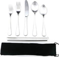 JASHII Modern Royal 5 Pcs Matte Silver 18/10 Stainless Steel Utensils Cutlery Dinnerware Set w/Drinking Straw, Knife Fork and Spoon Flatware Set for Wedding Festival Christmas Party Service for 1