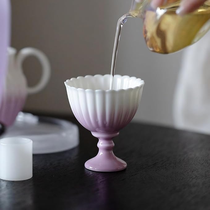 KAMMAK Tea Cup, 1.8oz Small Tea Set of 2, Porcelain Tea Cups - Image 6