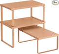 SONGMICS Cabinet Organizer Shelf, Set of 3 Kitchen Counter Shelves, Kitchen Storage, Spice Rack, Stackable, Expandable, Apricot UKCS220Y01V1