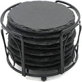 8 Pack 4 Inch Round Black Slate Coasters Set by SIJDIEE