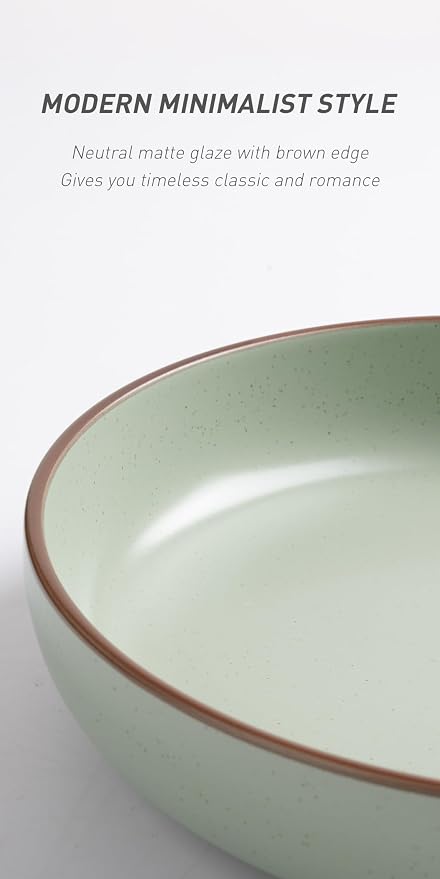 famiware Mercury Pasta Bowls Set of 4, 33 oz Large Salad Bowls, Light Green | - Image 4