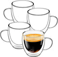 Espresso Cups Set of 4, 8.5oz Double Walled Glass Coffee Cups by Shopwithgreen