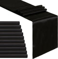 Black Satin Table Runners 10 Pack 12x108 inch Silk Smooth Fabric | Bright Satin by B-COOL