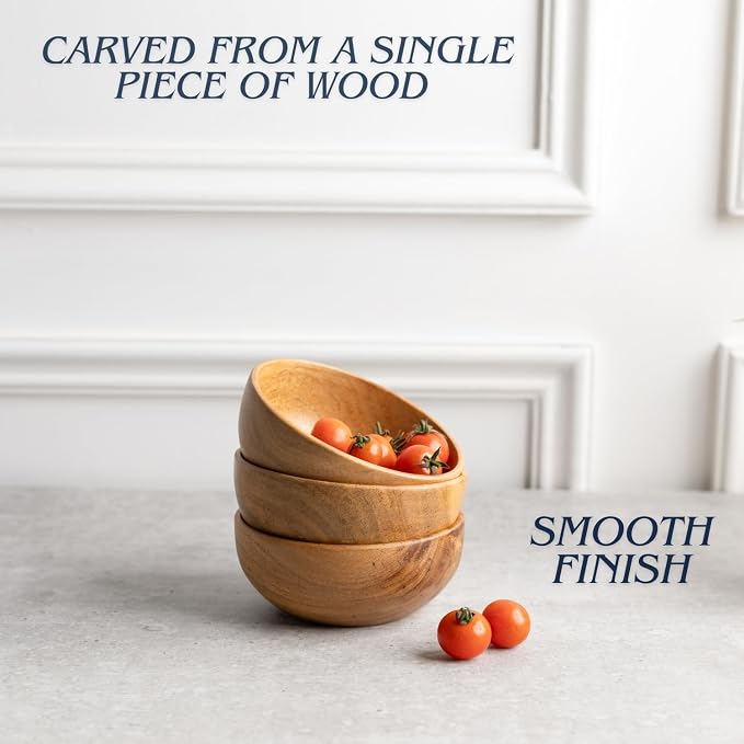 Set of 6 small acacia wood dessert bowls 4.2 * 2 inches | 8 oz capacity | - Image 5