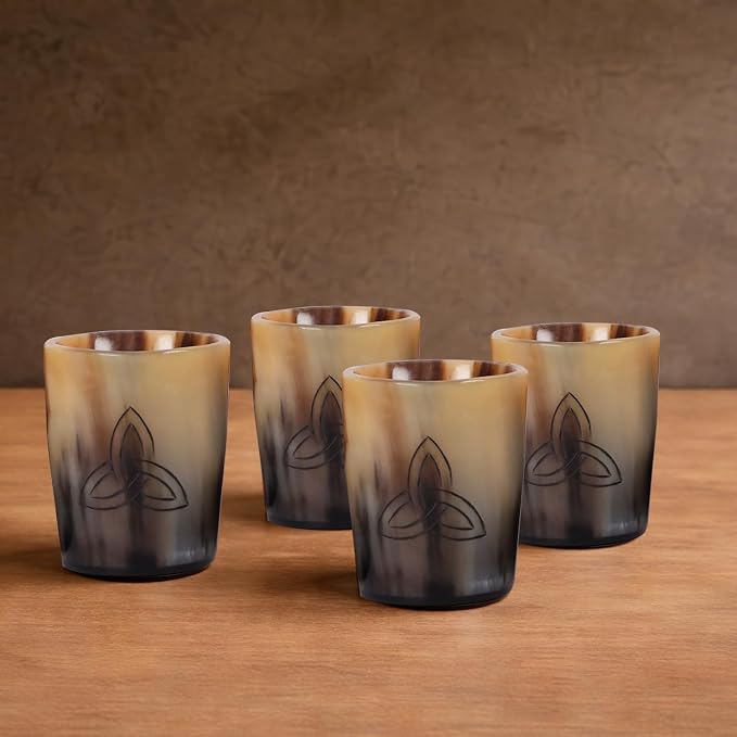 Handicrafts Home Viking Horn Shot Glasses Set of 4, Handmade Natural Ox Horn - Image 5