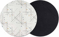 Modern Geometric Coasters Set of 2, Minimalist Lines Polka Dots Abstract Beige by PIEPLE