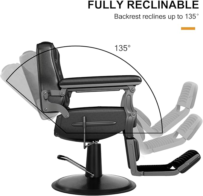 Artist hand Salon Chair, Hydraulic Barber Chairs for Barbershop, Vintage Barber Chair for Hair Stylist, Heavy Duty Barber Chair for Salon Spa Home