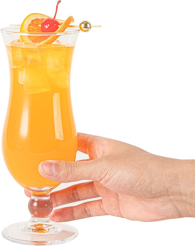 Vetri 15.5 Ounce Party Glasses, 6 Dishwashable Pina Colada Glasses - No Lead, Durable, Clear Glass Tulip Drinking Cups For Tropical Cocktails, For Alcoholic And No-Alcoholic Drinks - Restaurantware