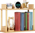 Desktop Organizer Shelf, Multi Tier Wood Tabletop Bookshelf, Space Saving Countertop Storage Rack for Office, Bedroom, Living Room(Light Walnut,19.6 * 7.8 * 14.5in)