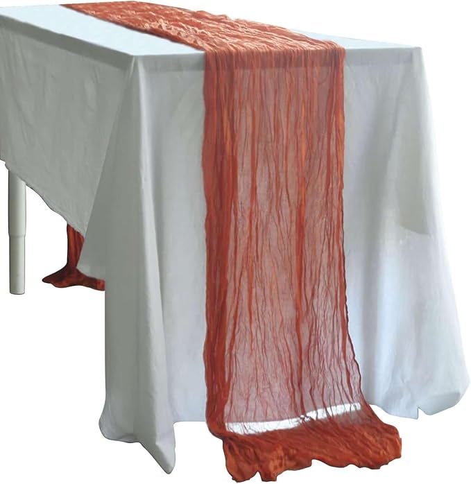 Efavormart 10ft Terracotta Cheesecloth Table Runner - Image 7