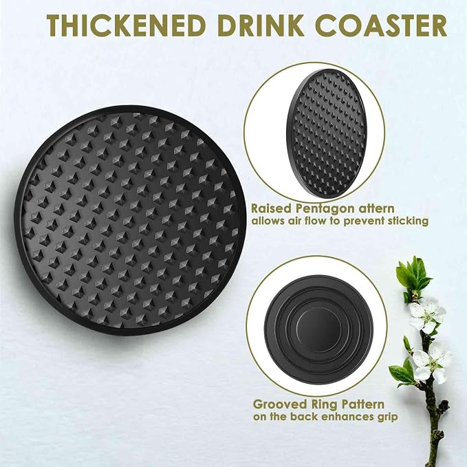 Silicone Coasters 6 Pack with Holder, Drink Coasters Set - Image 6