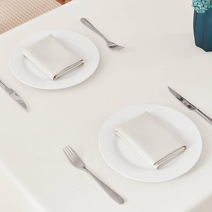 Rectangle Tablecloth 60x120 inch Linen Textured Waterproof Table Cloth Stain and Wrinkle Resistant Washable, Decorative Fabric Table Cover for Outdoor and Indoor Use, Ivory
