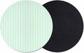 Green White Stripe Coasters Set of 2, Modern Minimalist Geometric Striped Soft by PIEPLE