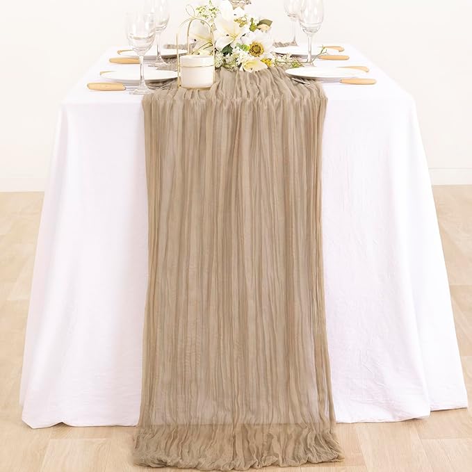 6 Pack Nude Cheesecloth Table Runner 10ft Boho Gauze Taupe Home Decor | - Image 6