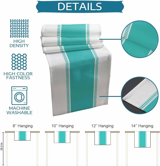 Teal Table Runners Stripes Modern Table Runner Dresser Scarves, Non Slip - Image 7