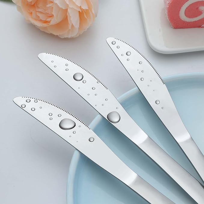 24 Pieces Knives Set - 9 Inches Dinner Knives, Butter Knife, Food Grade Stainless Steel Table Knife Set, Dishwasher Safe & Mirror Polished, Knife Silverware for Home/Restaurant/Kitchen