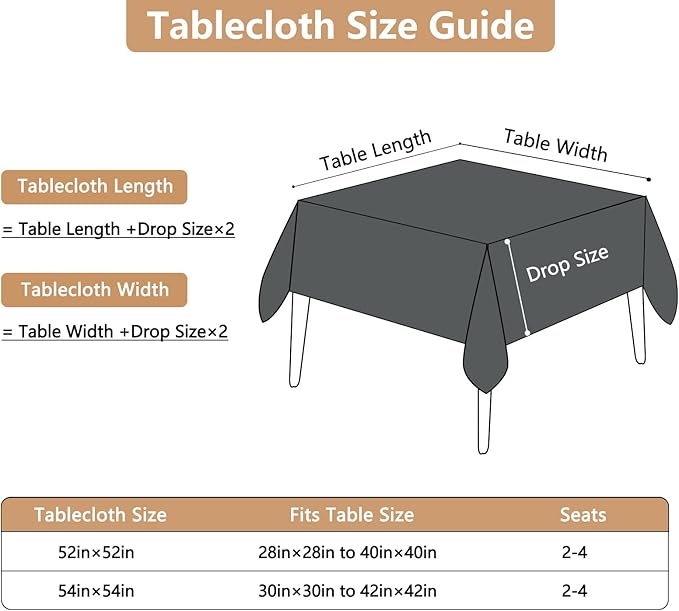 Faux Linen Fabric 54 x 54 Inch Square Grey Tablecloth Textured Water Resistant & Washable Card Table Cloth Anti-Scratch for Dining Kitchen Patio