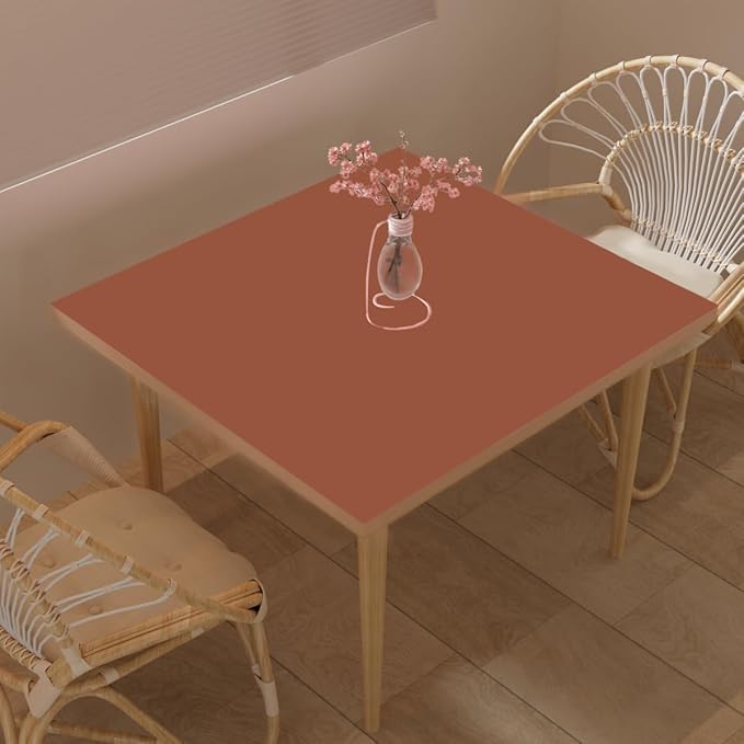Desk Cover Protector - Used for Square Table Waterproof and Easy to Clean Good Flatness Easy to Used for Dining Table(Brown+Gray 44x44)