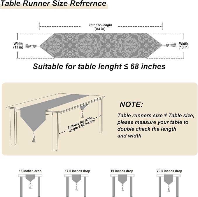 Luxury Table Runner Red 84" Vintage Embroidered Jacquard Chenille Cloths | - Image 2