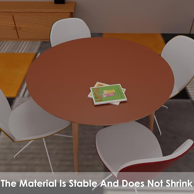 Leather Round Table Cover 1.8mm Thick,Dia.42 Inch Round Table Protector,Round Dining Table Cover.(Brown+Gray)