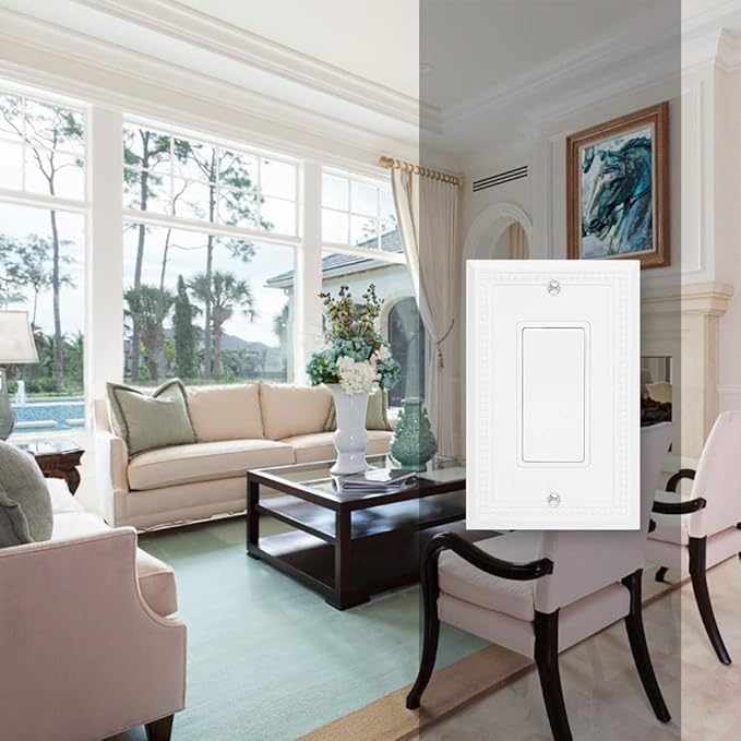 Henne Bery Sunken Pearls Heavy Duty Decorative Wall Plate Switch Plate Outlet Cover (Single Decorator, 3 Pack, White)
