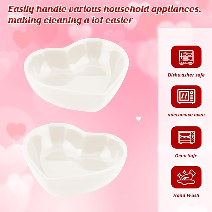 8PCS 3.2inch Heart Shaped Bowl Heart Bowl For Candy Lovers, Office Desk Decor, Home Snack Display, Valentine'S Day, Wedding Celebrations, Birthday Parties,Family Kitchen Use