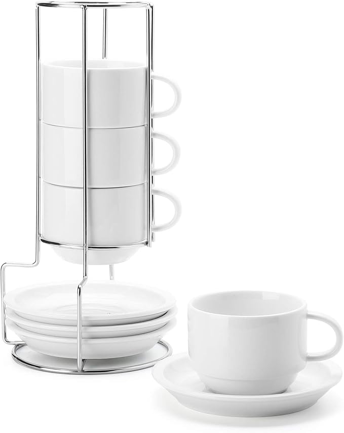 Sweese 8 Ounce Porcelain Stackable Cappuccino Cups by Sweese