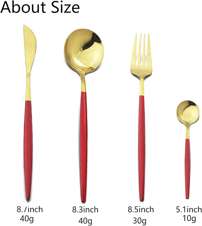 JASHII Flatware Serving Set 24 Piece, Stainless Steel Silverware Set, Modern - Image 3