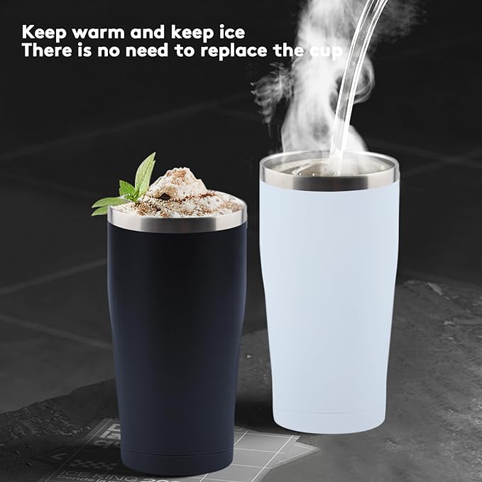 Travel Coffee Tumbler 30 oz, Stainless Steel Mug with Lid and Straw, Insulated Cup for Water, Tea, Hot and Cold Drinks (White)
