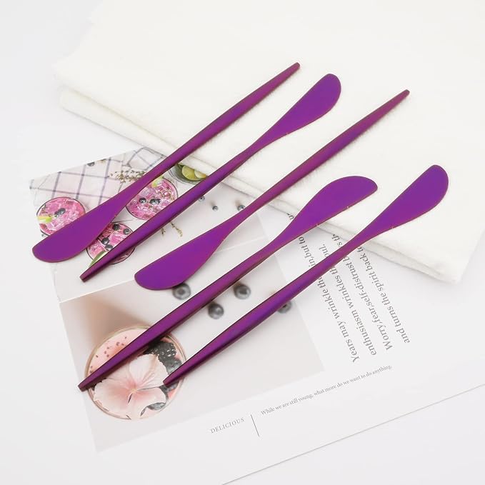 10 Pcs Purple Cheese Spreader Knife, Stainless Steel Butter Spreader, Use - Image 2