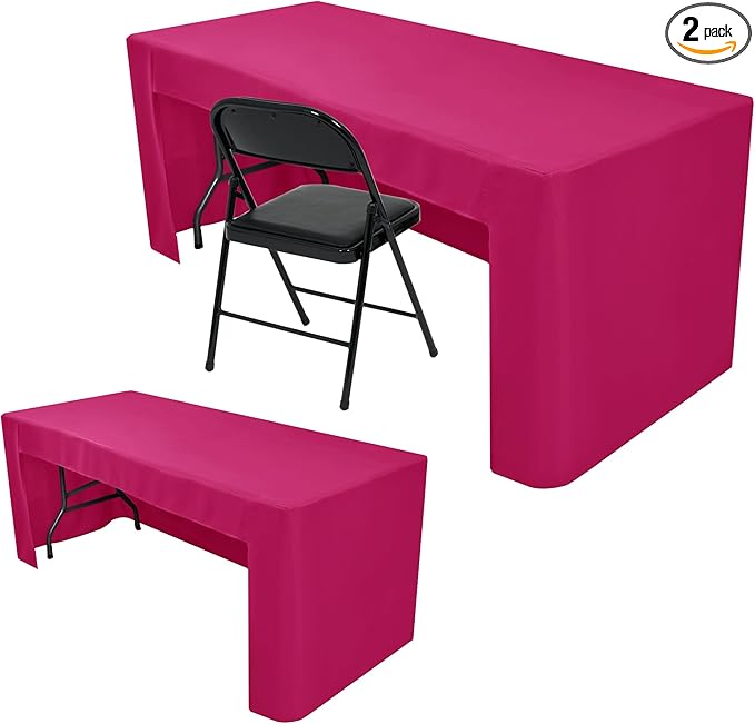 Nasitos 2 Pack Fuchsia Fitted Tablecloth Rectangular for 6 Foot Tables Trade Show-Open Back Tablecloth Washable and Wrinkle Resistant Fabric Table Cloth for Weddings, Parties, Buffet, Baby Shower