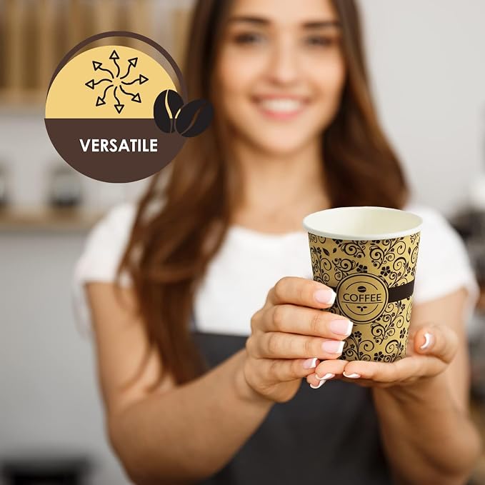 PAMI Disposable Paper Coffee Cups 8 oz, Single-Use, Leak Resistant - Image 5
