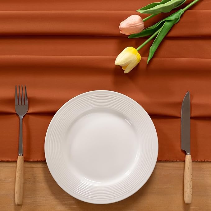 TerracottaChiffon Table Runner Summer Boho Wedding Birthday Party Decor | 10ft - Image 3