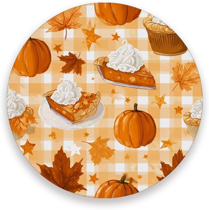 Coasters for Drinks Coaster Drink Set Decorative Coffee Table Desk Cup Mat Spring Cute Cork Bar Backing Round Home Decor Thanksgiving Pumpkin Cakes Yellow36