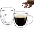 Espresso Cups Set of 2, Hand Blown 5oz Double Walled Insulated Espresso Coffee by Potdoctor