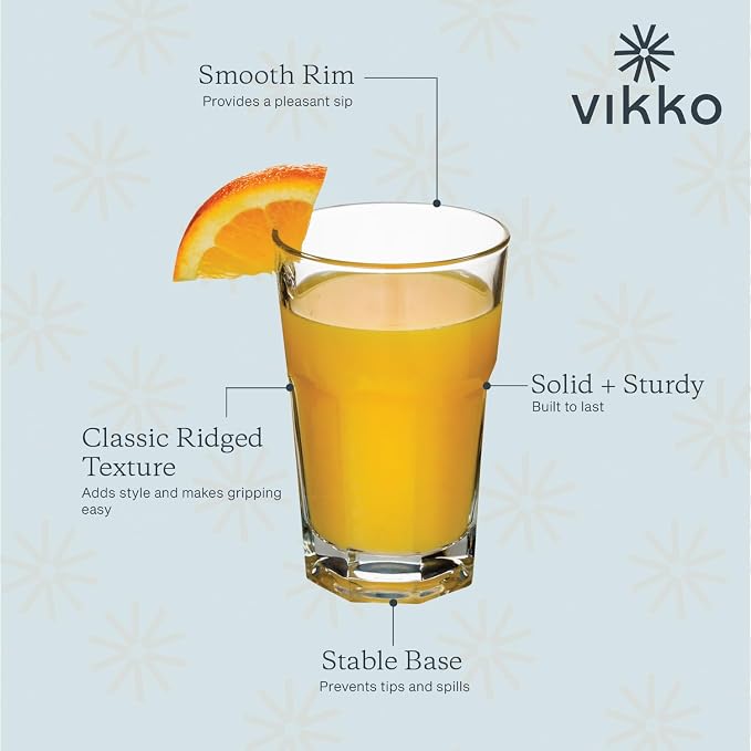 Vikko Drinking Glasses, 9 Ounce Glass Cups, Durable Glasses Drinking Set of 6 - Image 3