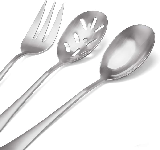 5-Piece 18/0 Stainless Steel Serving Set, sharecook Large Hostess Set - Image 3