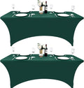 2-Pack 8ft Spandex Table Covers for Rectangle Folding Tables - Washable Elastic Tablecloth - Ultimate Fitted Table Protector for Birthday Parties, Trade Shows, Banquet