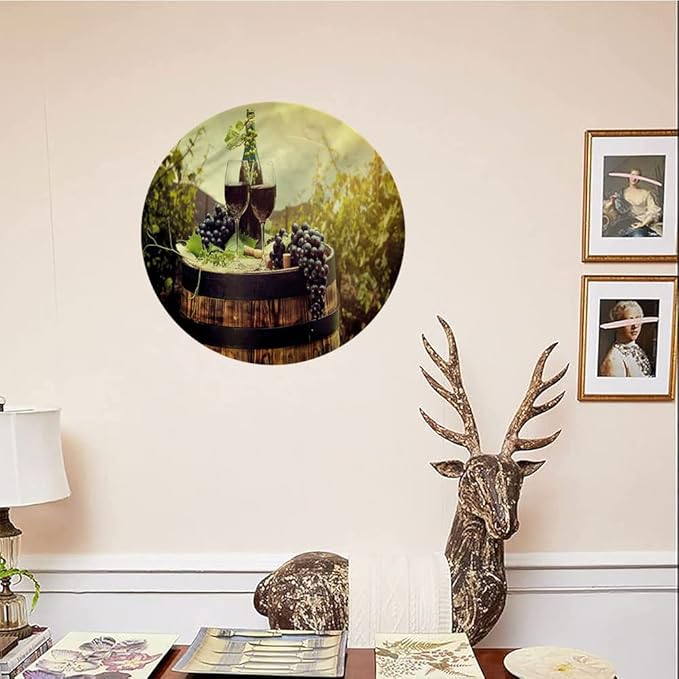 Ceramic Plates, Wine Decorative Ceramic Plates, Scenic Tuscany Vineyard, 6 Inch, Household Plates Decorative, Green Black Brown